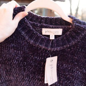 Deep Ocean Blue Philosophy Sweater ~ Chenille